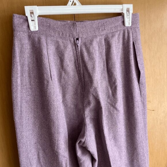 Vintage Lavender Wool-Blend High-Rise Pants V-Waist Front, Wide Leg (Fits 8–10) - Picture 14 of 14